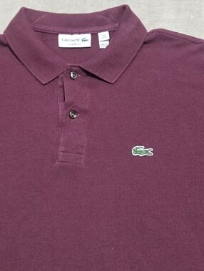 Lacoste Polo Shirt in Burgundy with Green Crocodile Mens Size FITS LARGE